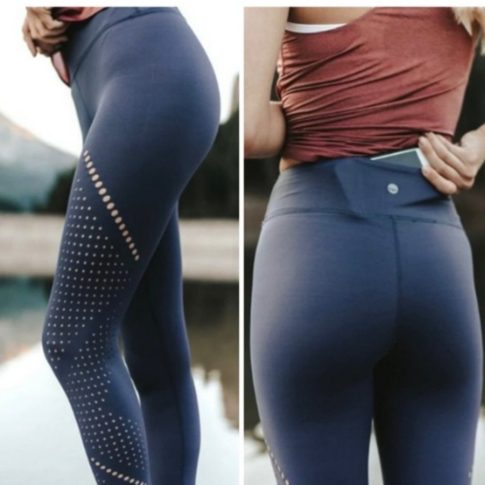Senita Athletics Lux Alpine Laser Cut Leggings - Mineral Blue